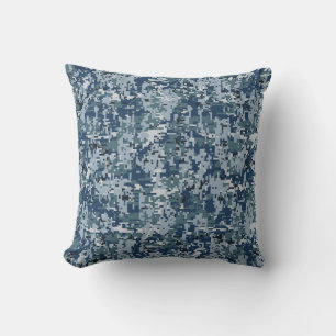 Navy Blue Digital Camouflage Design Kissen