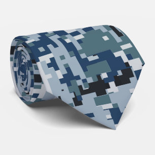 Navy Blue Digital Pixels Camouflage Deco Krawatte