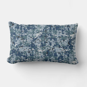 Navy Blue Digital Pixels Camouflage Deco Lendenkissen