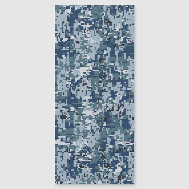 Navy Blue Digital Pixels Camouflage Deco Magnetkarte (Vorderseite)