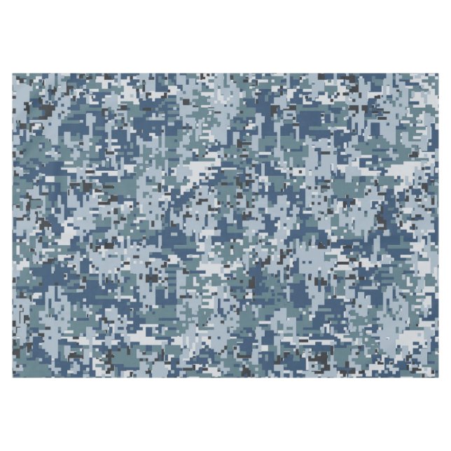Navy Blue Digital Pixels Camouflage Deco Tischdecke (Vorderseite (Horizontal))