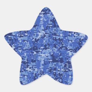 Navy Blue Digital Pixels Camouflage Texture Decke Stern-Aufkleber