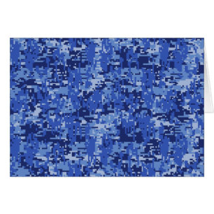 Navy Blue Digital Pixels Camouflage Texture Decor