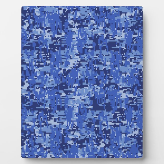 Navy Blue Digital Pixels Camouflage Texture Decor Fotoplatte (Vorderseite)