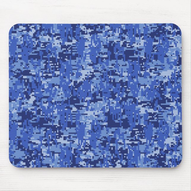 Navy Blue Digital Pixels Camouflage Texture Decor Mousepad (Vorne)