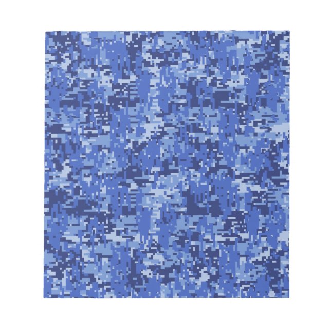 Navy Blue Digital Pixels Camouflage Texture Decor Notizblock (Vorderseite)