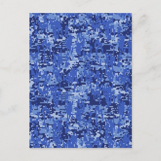 Navy Blue Digital Pixels Camouflage Texture Decor Postkarte (Vorderseite)