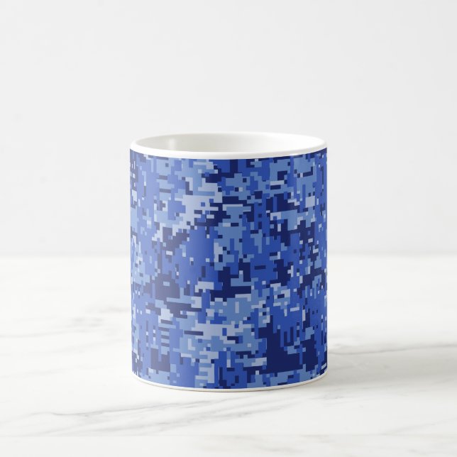 Navy Blue Digital Pixels Camouflage Texture Decor Tasse (Mittel)