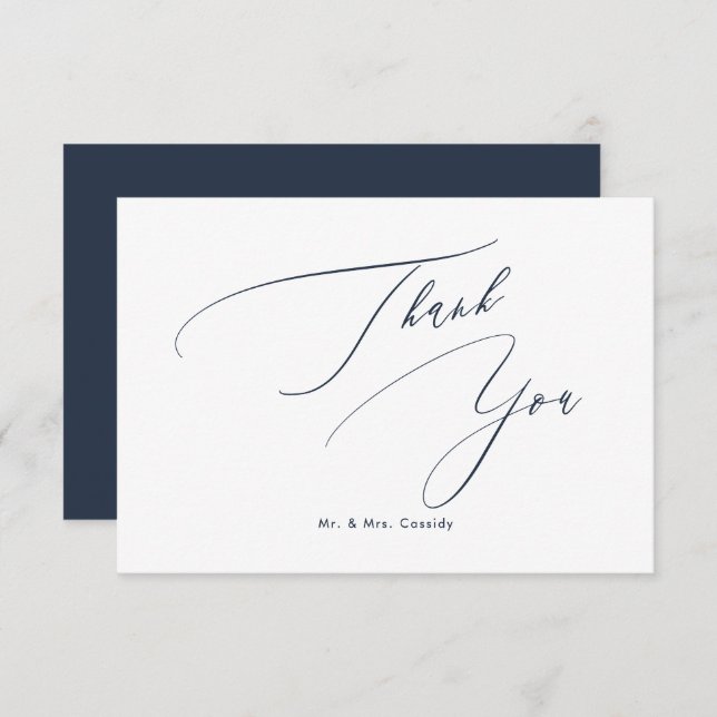 Navy Blue DIY Farben Luxe Script Vielen Dank Dankeskarte (Vorne/Hinten)