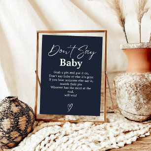 Navy Blue Don't Say Baby Shower Game-Zeichen Poster
