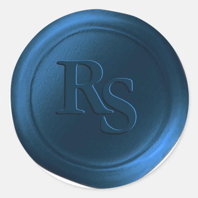 Navy Blue Double Monogram Hochzeitwax Siegel Runder Aufkleber (Vorderseite)
