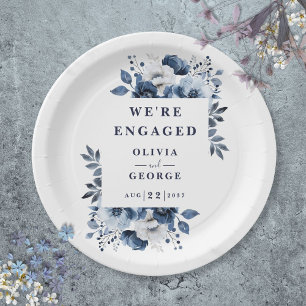 Navy Blue EleganCountry Floral Engagement Party Pappteller