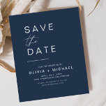 Navy Blue Elegant Boho Save the Date Minimalistisc<br><div class="desc">Budget Hochzeit Boho Speichern Sie die Datumskarten. Die Save the Date-Karten enthalten eine moderne,  handgeschriebene,  kursive Schriftzeichen-Typografie,  die elegant,  einfach und modern nach einem einfachen Hochzeitstag-Fest zu verwenden sind.</div>