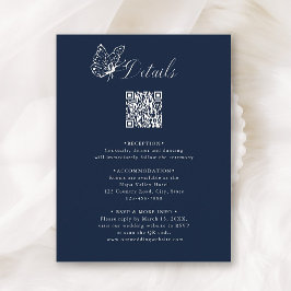 Navy Blue Elegant Calligraphy Wedding Details Begleitkarte