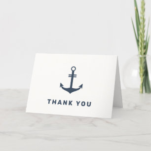 Navy Blue Elegant Nautical Anchor Baby Shower Dankeskarte
