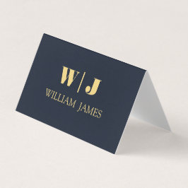 Navy Blue Elegant Professional Minimalist Monogram Visitenkarten