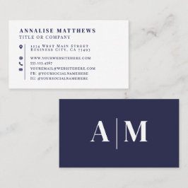 Navy Blue Elegant Professional Visitenkarte