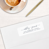 Navy Blue Elegant Script Wedding Rücksendeadresse