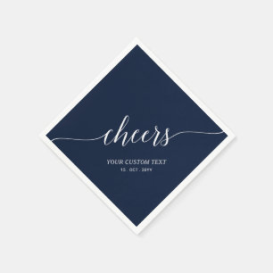 Navy Blue Elegant Stylish Lettering Cheers Event Serviette