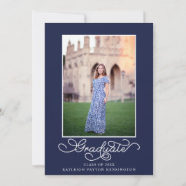 Navy Blue Elegant Typografy Abschluss Foto Ankündigung