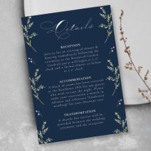 Navy Blue Elegant Winter Wildblume Hochzeitsdetail
