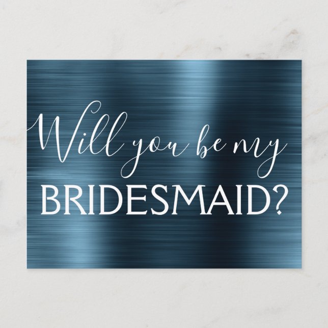 Navy Blue Elegant wirst du meine Bridesmaid sein Einladungspostkarte (Vorderseite)