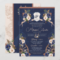 Navy Blue Elegante Baroque Charra Quinceanera