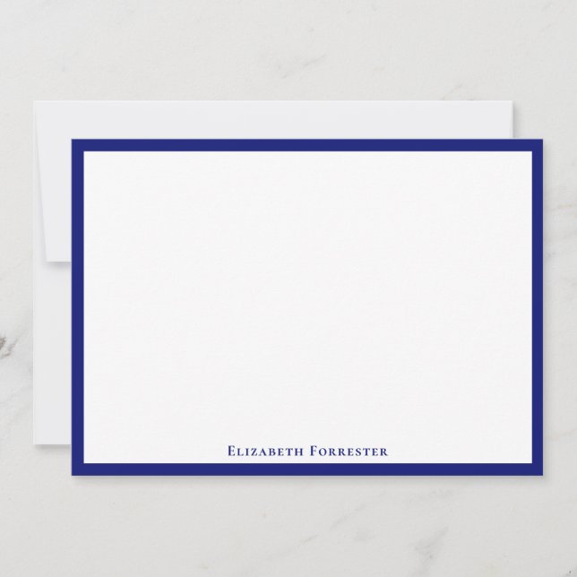 Navy Blue Elegante Moderne flache Note Card Mitteilungskarte (Vorderseite)