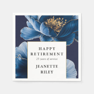 Navy Blue Elegante Moderne, florale Happy Retireme Serviette