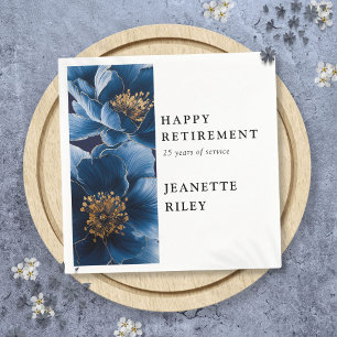 Navy Blue Elegante Moderne, florale Happy Retireme Serviette