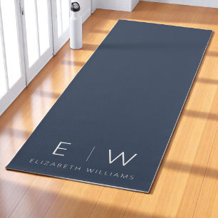 Navy Blue Elegante Moderne Minimalistische Monogra Yogamatte