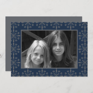 Navy Blue Elegante Weihnachtsfoto Card 1 Foto Feiertagskarte