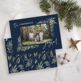 Navy Blue elegantes botanisches Foto Weihnachten