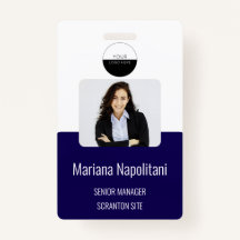 Navy Blue Employee Foto ID Company Security Abzeic