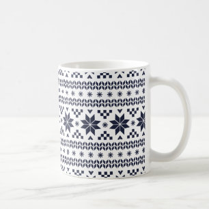 Navy Blue Fair Isle Pattern Kaffeetasse