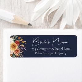 Navy Blue Fall Floral Bridal Rücksendeadresse
