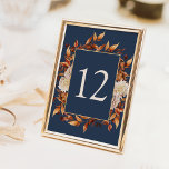 Navy Blue Fall Tischnummer<br><div class="desc">Navy Blue Fall Tischnummern. Fügen Sie Ihren Empfang-Tischen eine Touch Eleganz hinzu mit den Wedding Number Cards der "Fall Navy Blue Terracotta Floral and Blätter Wedding Invitation Collection". Diese wunderschön gestalteten Karten sind mit atemberaubenden Blumenmustern und Blätter im Herbst gestaltet, die es den Gästen erleichtern, ihre Tische zu finden und...</div>
