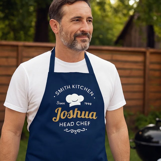 Navy Blue Family Kitchen Head Chef Modern  Schürze (Von Creator hochgeladen)
