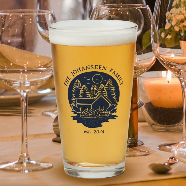 Navy Blue Family Lake House Nautic Anchoros Glas (Von Creator hochgeladen)