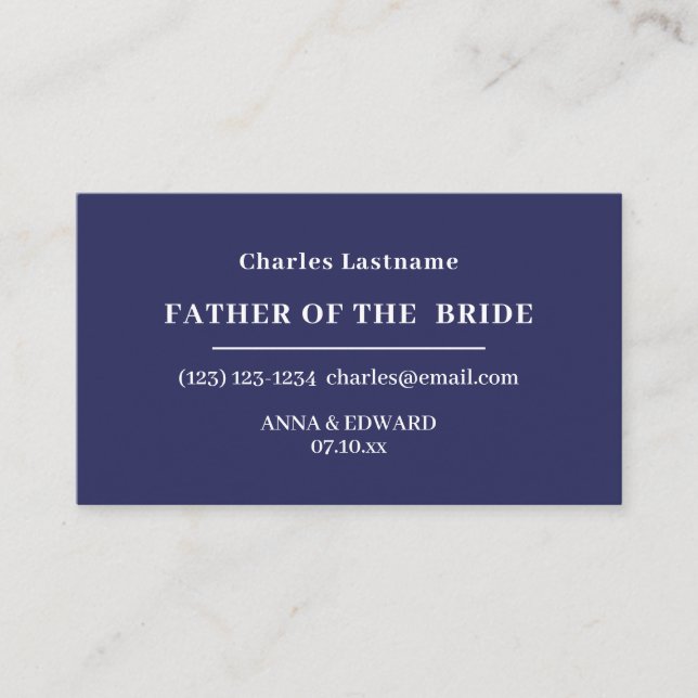 Navy Blue Father of the Bride Business Cards Visitenkarte (Vorderseite)