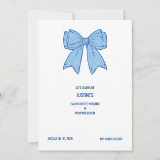 Navy + Blue Faux Glitter Bow  Einladung