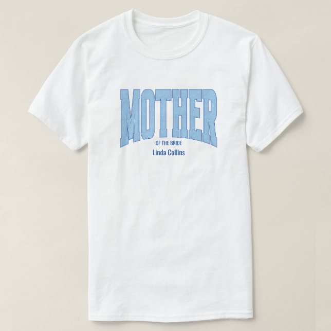 Navy + Blue Faux Glitter MOTHER OF THE BRIDE T-Shirt (Design vorne)