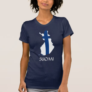 NAVY BLUE Finland Flag Karte "Suomi" T - Shirt