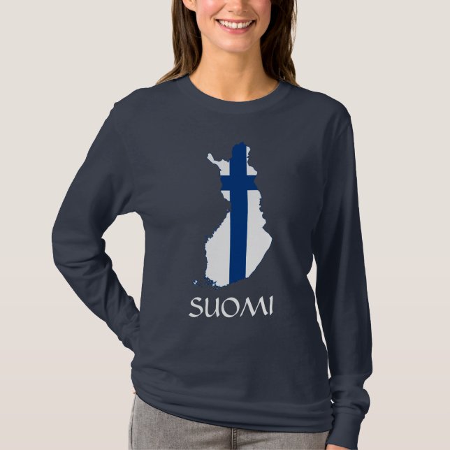 NAVY BLUE Finland Suomi Long Sleeve T - Shirt (Vorderseite)