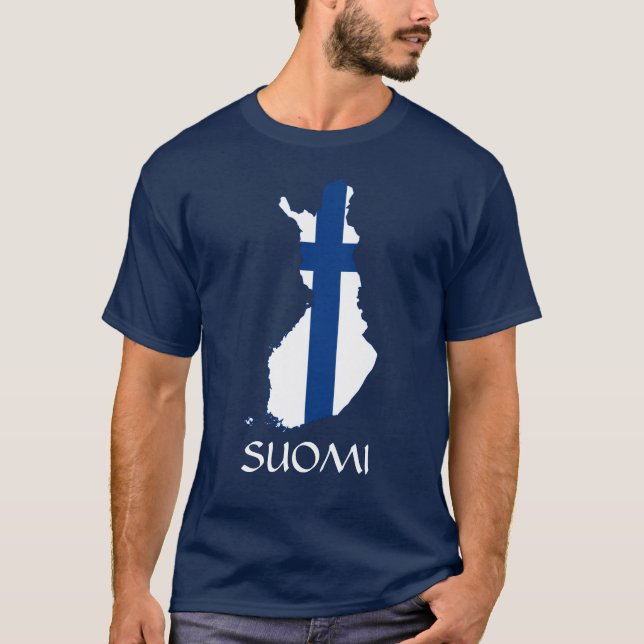NAVY BLUE Flag Karte Finnland Suomi T - Shirt (Vorderseite)