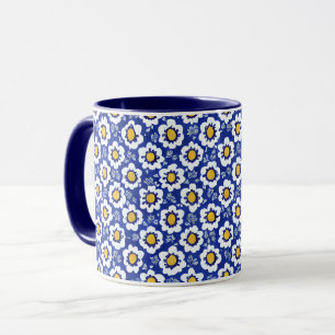Navy Blue Floral Arabisches Muster Tasse