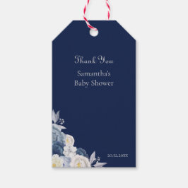 Navy Blue Floral Baby Dusche Danke Geschenkanhänger