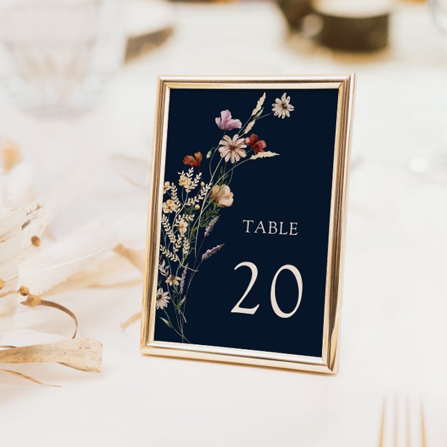 Navy Blue Floral Boho Hochzeiten Tischnummern (Von Creator hochgeladen)