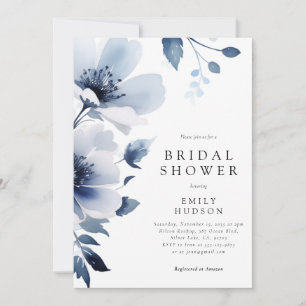 Navy Blue Floral Brautparty Einladung