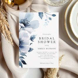 Navy Blue Floral Brautparty Einladung